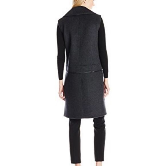 Elie Tahari Gray Willa Wool Convertible Vest in Dark Gray - Picture 2 of 13